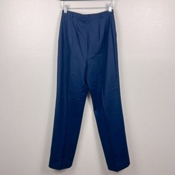 Pendleton Seasonless Wool Slacks Blue Pleated Straight Leg High Rise Pants 10 - Picture 6 of 12